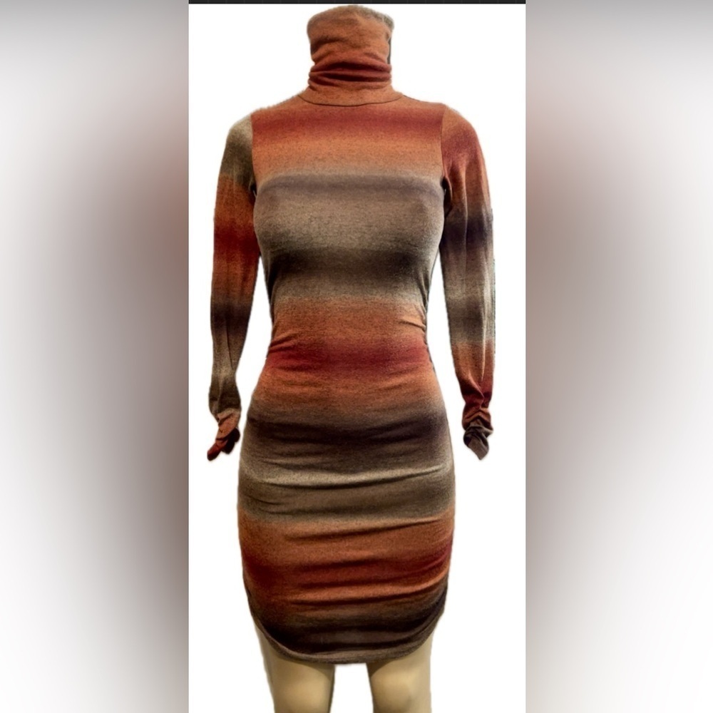 Four Stars Made in USA 🇺🇸Earth Tone Gradient Bodycon Sweater Dress Small